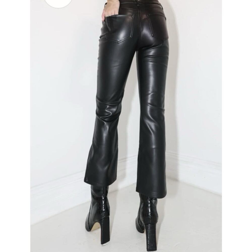 Dear John Jeanne Cropped Flare Mid Rise Vegan Leather Pants Women’s Size 29 - Picture 2 of 14